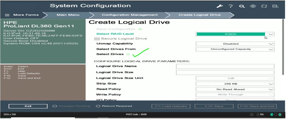 Create RAID1 on HP DL360