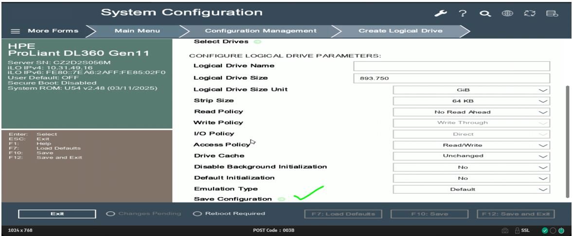 Create RAID1 on HP DL360